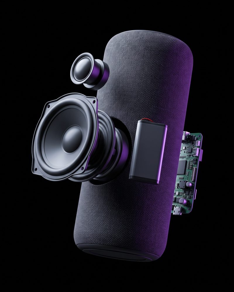 Illustration: a speaker shown as an exploded view
