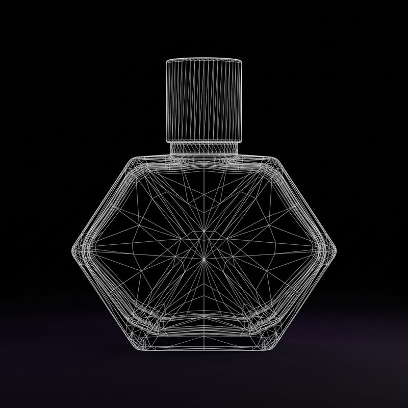Illustration: a perfume bottle as a 3D wireframe